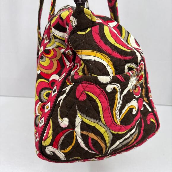 Vera Bradley Quilted Weekender Duffel Bag Brown Puccini Floral Travel Gym Work - Picture 4 of 10